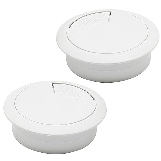 Desk Grommet 2" (50 mm), Desk Cord Hole Cover, Cable Grommet ABS Plastic, Desk Hole Grommet for Office and Home Table Cable, Detachable Adjustable Cable Cord Organizer (White 2 Pcs)