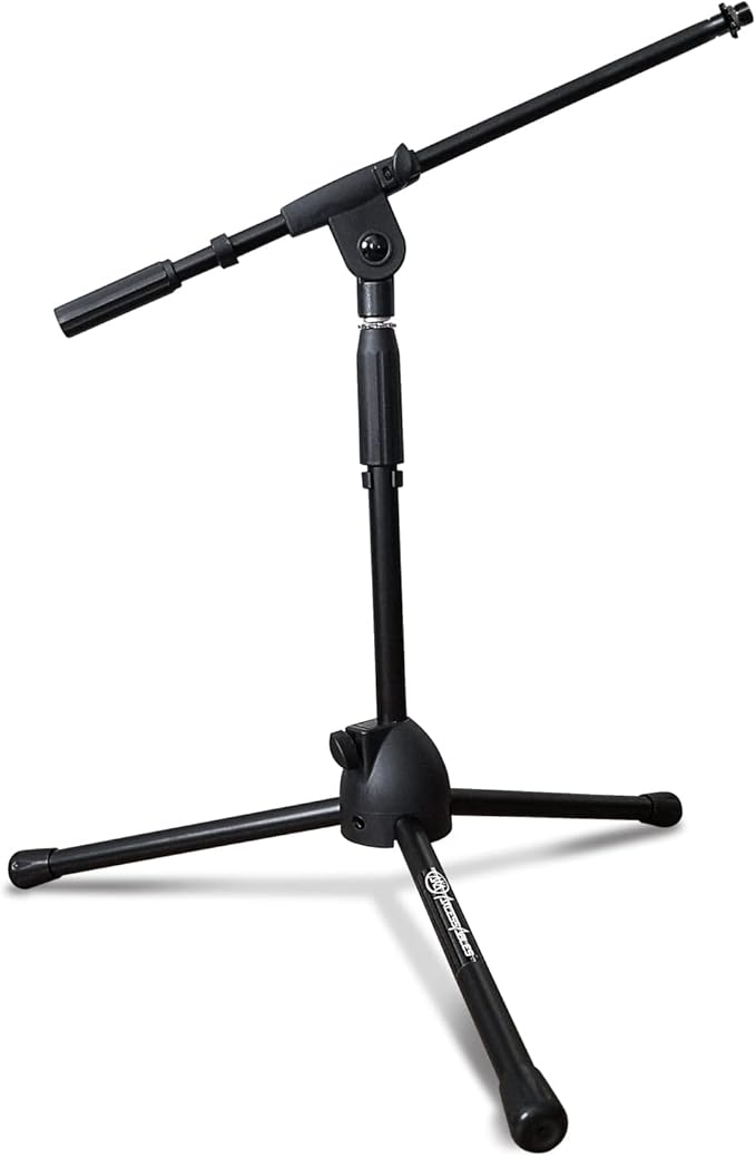 AxcessAbles Short Microphone Stand with Boom Arm | Low Profile Mic Tripod Stand for Kick Drums | Guitar Amp Stand | Low-Pro Mike Stand (MS-101L)