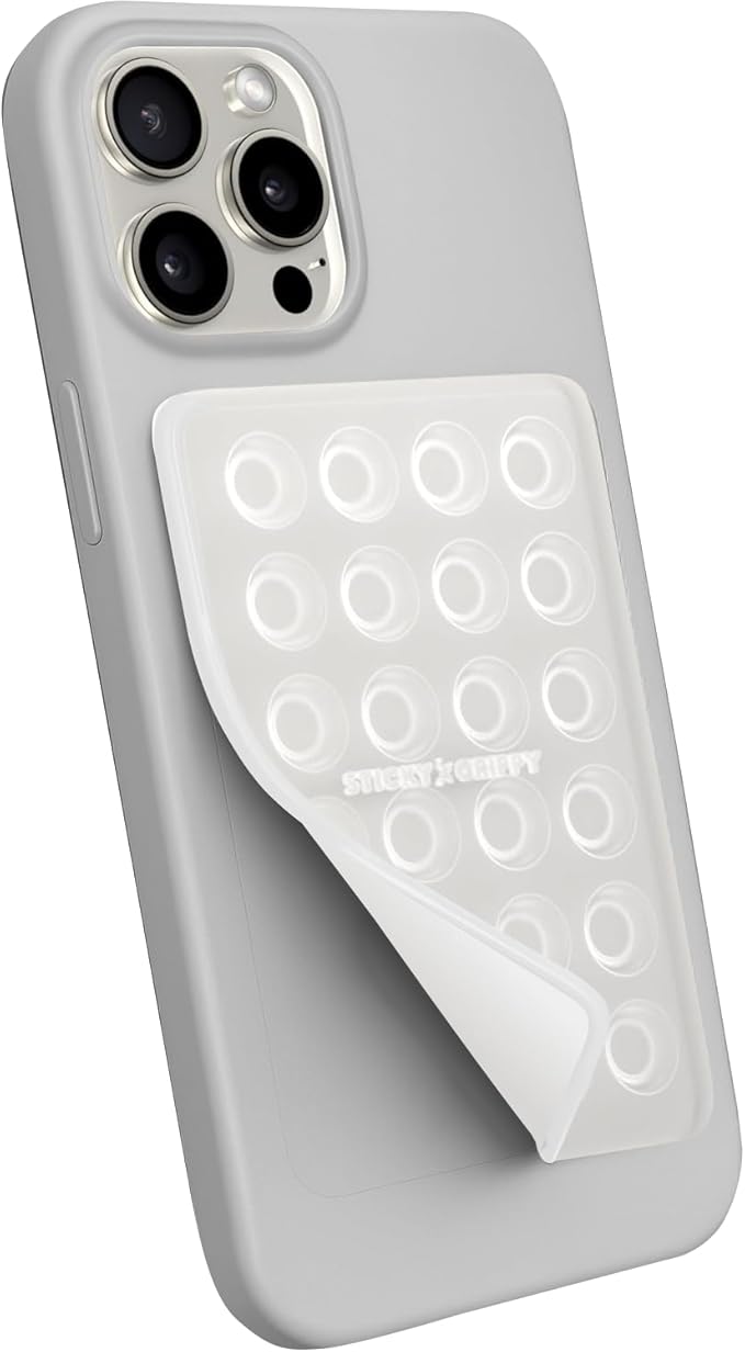 StickyGrippy Suction Phone Case Mount, Sillicon Adhesive Phone Accessory for iPhone and Android, Hands-Free Fidget Toy Mirror Shower Phone Holder, Tiktok Videos and Selfies (Blue)