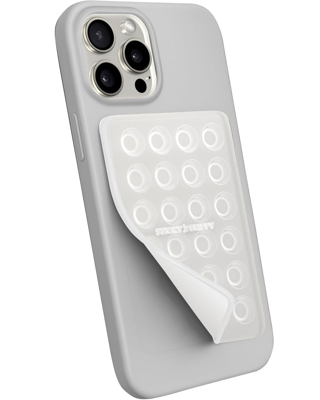 StickyGrippy Suction Phone Case Mount, Sillicon Adhesive Phone Accessory for iPhone and Android, Hands-Free Fidget Toy Mirror Shower Phone Holder, Tiktok Videos and Selfies (Translucent)