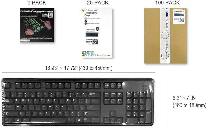 Universal Keyboard Cap [20-Pack] – Universal Fit Desktop Keyboard Cover with Numeric Keypad – Ideal for Hospital & Dental Use – Bulk Value Set – by Green Onions Supply