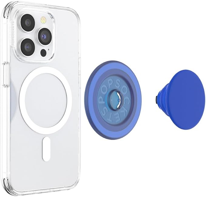 PopSockets Phone Grip for MagSafe with Kickstand, Magnetic Stand, Swappable Top, Secure Hold for iPhone MagSafe Cases, Phone & Tablet Grip - Cobalt