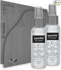 Sparkle Anti-Reflective Lens Cleaner Spray kit | (2) 2oz Glasses Cleaner Spray + (2) Microfiber Cloth for Eyeglasses, Sunglasses, Lenses, Screens and Camera Cleaning Kit (4 Piece Set)