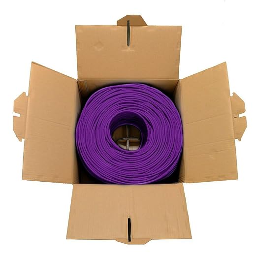 Dripstone CAT6 Ethernet Cable 1000ft Bulk Network LAN Wire 23AWG Solid UTP 550MHz High-Speed Internet Cable Gaming, Streaming, Office, Home Use, Pull Box, Cat6 Bulk, Stable Connectivity - Purple