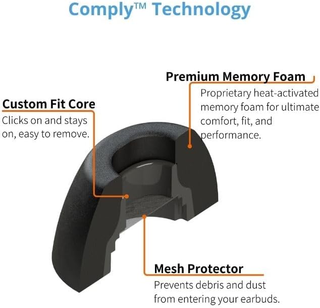 Comply TrueGrip | Premium Memory Foam Replacement Earbud Tips for Samsung Galaxy Buds3 Pro | Enhanced Comfort, Secure Fit, Superior Noise Isolation, Removal & Cleaning Tool | Black, Medium (3 Pairs)