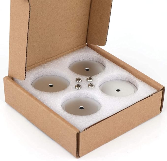 Monosaudio Isolation Feet HiFi Feet 4Pcs 40x20mm Aluminum Universal Turntable Feet with Non-Slip Rubber Rings No Need Adhesive for Audio,Speakers,Subwoofers,Home Theater,Turntable,DAC(Silver Color)