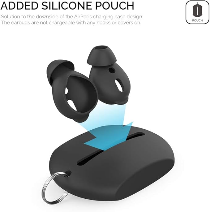 AhaStyle 4 Pairs AirPods Ear Tips Silicone Earbuds Cover Compatible with Apple AirPods (2 Pair Large & 2 Pairs Small, Black)