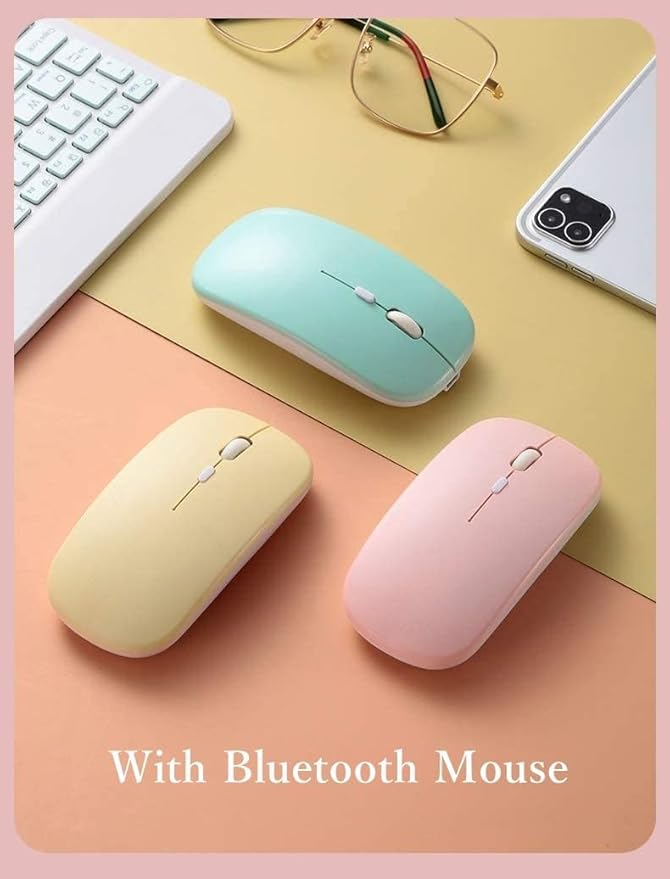 for iPad 9.7 inch 6th/5th Generation, Air 2, Air, iPad Pro 9.7 Keyboard Case with Mouse and Rainbow Backlit Detachable Bluetooth Keyboard Cover,DarkPink