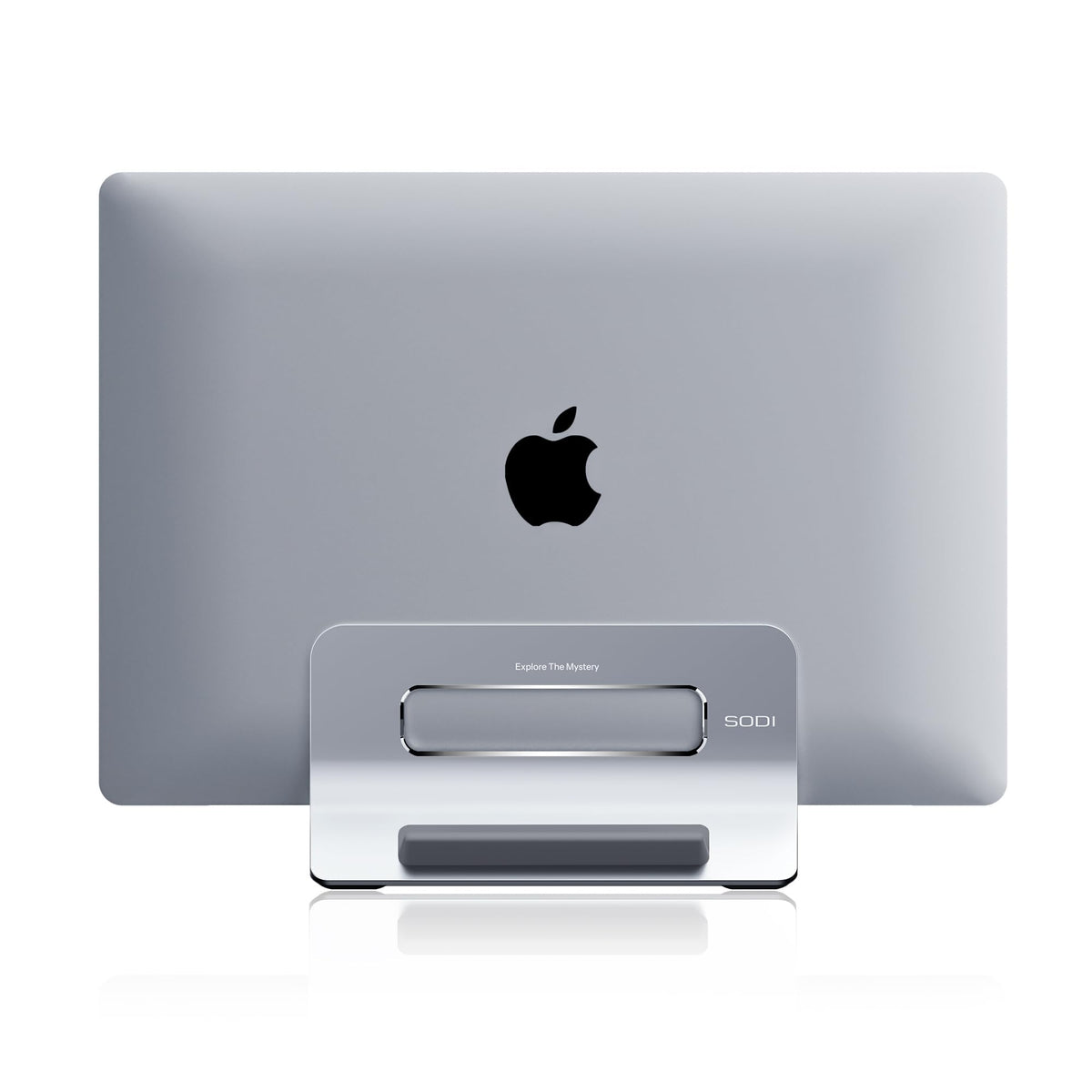 SODI Vertical Laptop Stand for Desk, Gravity Auto Lock MacBook Stand, Aluminum Laptop Holder Vertical Compatible with MacBook Pro, Air, Tablet, Space-Saving Organize Work & Home Office, Gray