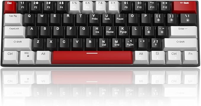 60% Mechanical Gaming Keyboard,Mixed Color Keycaps Gaming Keyboard with Linear Red Switches, Detachable Type-C Cable Mini Keyboard with Blue LED Light for PC/Laptop
