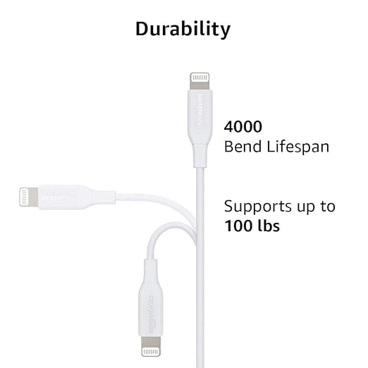 Amazon Basics USB-2.0 Type C to Lightning Cable (MFi Certified), 3 Feet, White