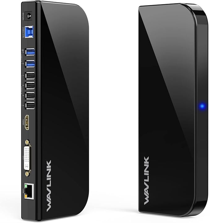 WAVLINK USB Laptop Docking Station Dual Monitors, DisplayLink Computer Dock for M1 M2 Mac and Windows, ChromeOS, Ubuntu 20.04/22.04 (HDMI & HDMI/DVI/VGA, 6xUSB Ports, LAN, Audio)
