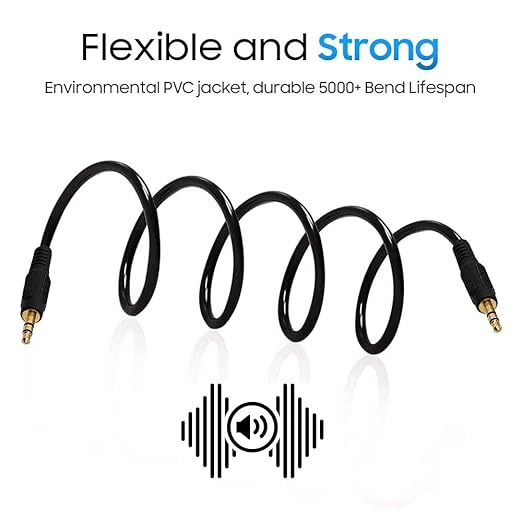 Cmple - 12 ft 3.5mm Aux Audio Cable, Male to Male, Black, Compatible with Car, Phone, Headphones, PC, TV