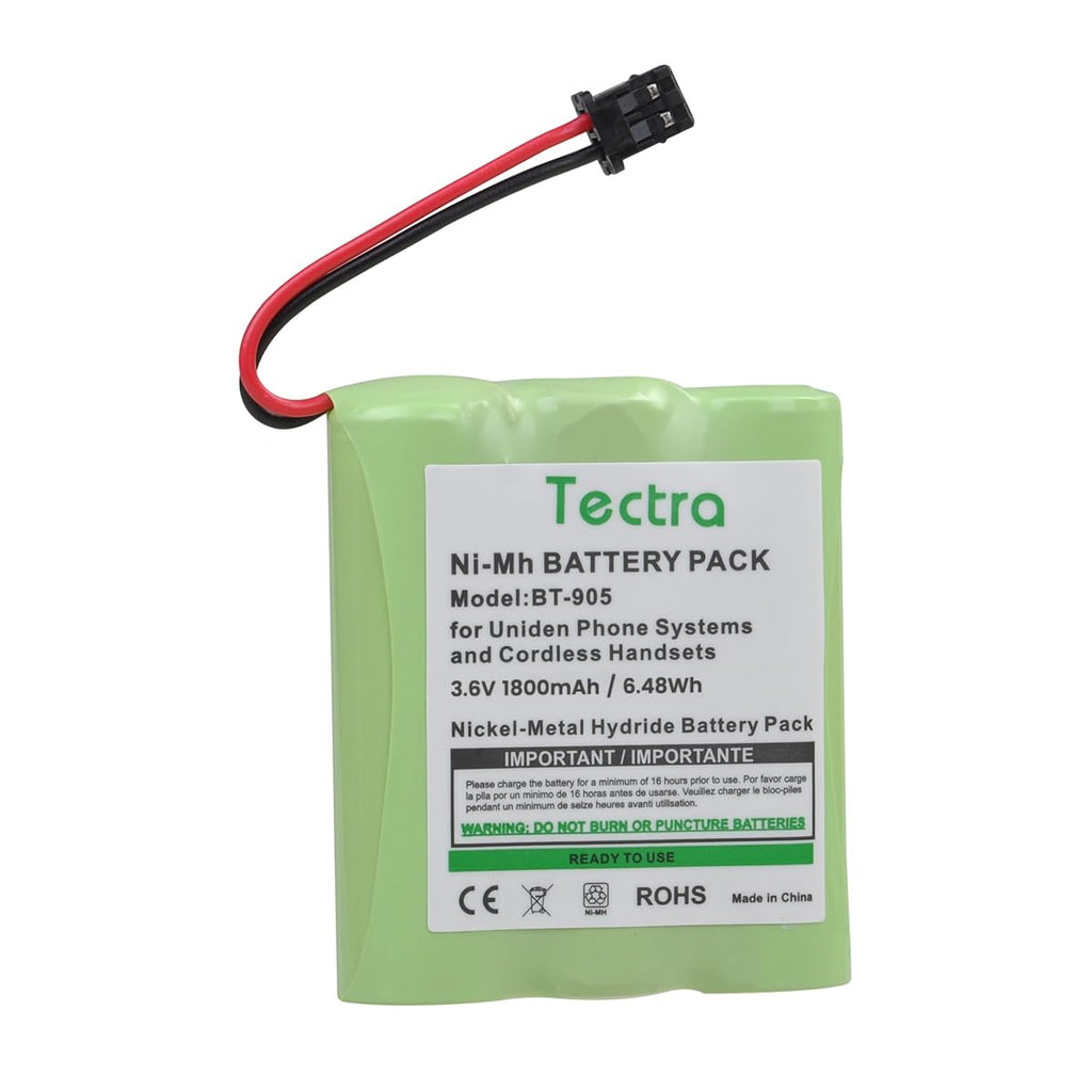 Tectra 2-Pack BT-905 Cordless Phone Battery for Uniden BT905 BT-800 BT-1006 BBTY-0444001 BBTY-0449001 Panasonic P-P501 P-P508 AT&T 200 24032 Cordless Telephones