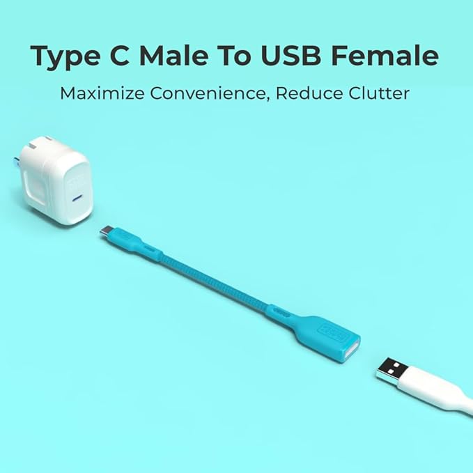 BLACK+DECKER USB C to USB A Adapter, USB C Male to USB Female Adapter Nylon Braid, Type C OTG Cable Compatible w/iPhone 16 15 Pro, Samsung S23 Ultra, MacBook Pro 2022/Air/Mini, iPad—2 Pack, 3"