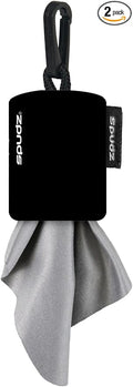SPUDZ Ultra Microfiber Lens Cleaner – Closable Pouch, Clip-On, Washable – for Optics, Scopes, Glasses | Black, 10 x 10 Inch (2-Pack)