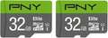 PNY 32GB Elite Class 10 U1 microSDHC Flash Memory Card (Pack of 2-100MB/s Read, Class 10, U1, Full HD, UHS-I, Micro SD (Pack of 1)