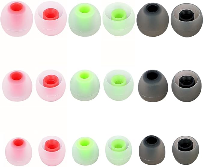 Earbud Tips Ear Bud Tips Soft Anti Slip Washable and Reusable Silicone Replacement Earbud Tips Fit Most in-Ear Earbuds(Inner Hole 3.8mm -5.1mm) 18pcs S M L