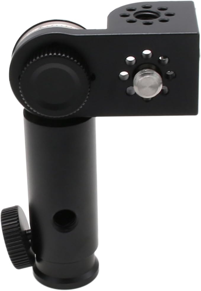 Tripod Mount Adapter and 3/8" 1/4" Bracket Block Cube 180 Swivel Rotation for Camera Video Monitor, Lens Motor, Microphone, Teradek Wireless System, Black