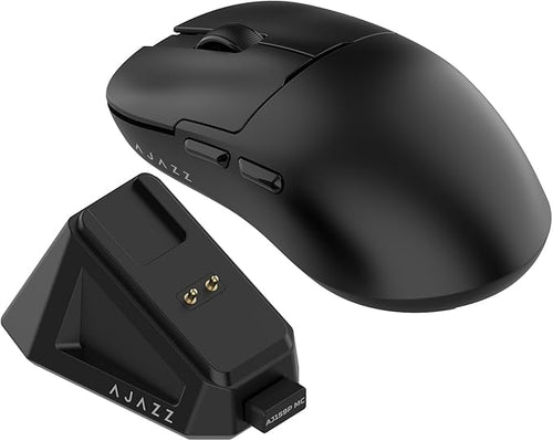 AJ159P MC Wireless Gaming Mouse, 12000 DPI, Tri-Mode 2.4G/Bluetooth/Wired, Magnetic RGB Charging Dock, 56g Ultra-Light, Programmable 6 Buttons - Perfect for Gaming, Work & Travel (Black)