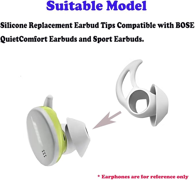 Silicone Earbud Tips Compatible with Bose QuietComfort Earbuds and Sport Earbuds,3 Pairs,Silver