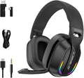 MZYMI 2.4GHz Wireless Gaming Headset for PC, PS5, PS4, Switch - Bluetooth 5.4, 20H Battery, with ENC Noise Canceling Microphone, Cool Lighting, 40mm Drivers,for Wired Mode Xbox Series -Black