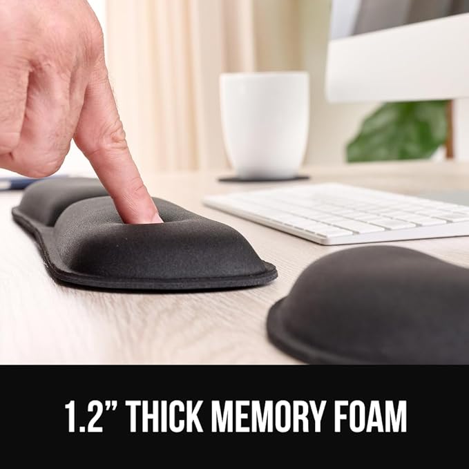 GORILLA GRIP Silky Gel Memory Foam Keyboard Wrist Rest for Computer and Mouse Pad, Ergonomic Design Typing Support, Desk Office Supplies, Hand & Arm Mousepad Cushion and Coaster, 3 Piece Set, Black