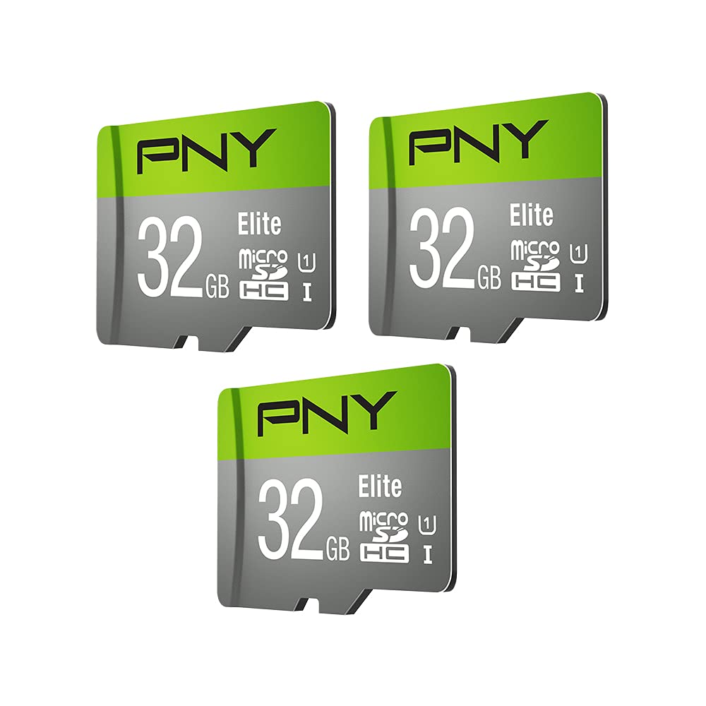 PNY 32GB Elite Class 10 U1 microSDHC Flash Memory Card - 100MB/s, Class 10, U1, Full HD, UHS-I, Micro SD (Pack of 3)