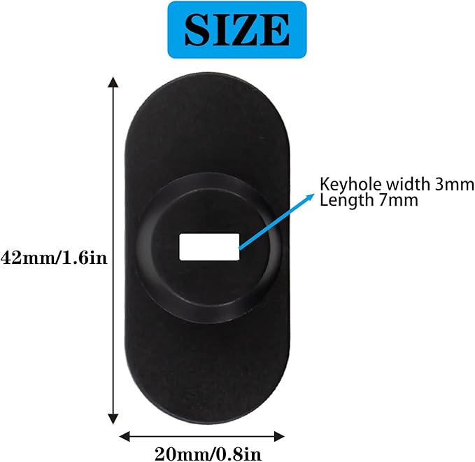 5Pack Anti Theft Self-Adhesive Security Plate with Slot for Cables to Lock Down Laptops, Mac Book, Tablets, iPad, or Other Computer (Black)