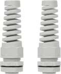 LeMotech 2Pcs NPT 1/2" IP68 Waterproof Cable Gland Flex Spiral Strain Relief Grey Nylon Joint with Gaskets for 6-12mm Wire Thread