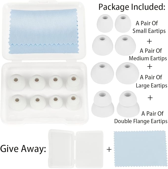 Earbud Tips Replacement Earbud Tips Earbud Replacement Tips Headphones Replacement Ear Pads Ear Tips for Earbuds Compatible with Powerbeats Pro Beats Wireless Earphone Headphones 4 Pairs (Light Grey)
