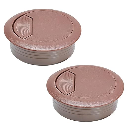 2 Pcs Desk Grommet 2-1/16" / 53 mm, Desk Cord Hole Cover, Cable Grommet ABS Plastic, Desk Hole Grommet for Home & Office Pc, Detachable Adjustable Cable Cord Organizer-Reddish Brown