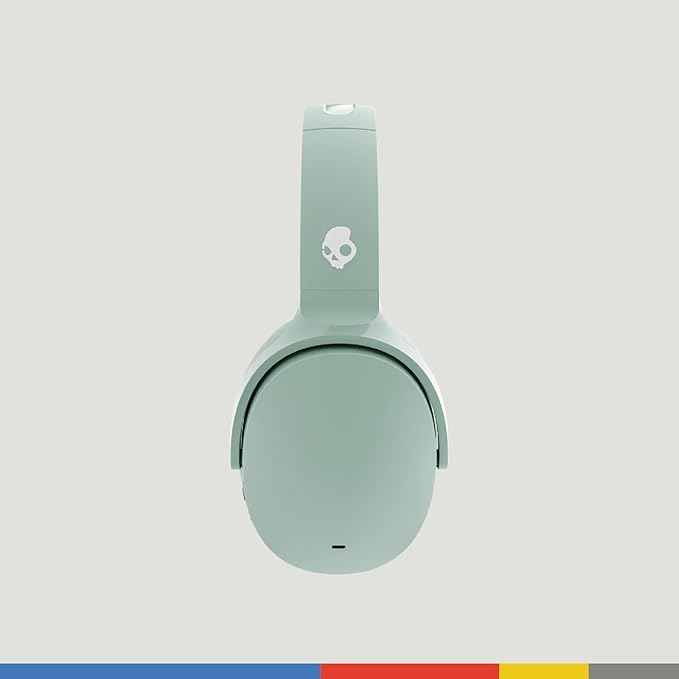 Skullcandy Hesh ANC Over-Ear Noise Cancelling Wireless Headphones with Charging Cable, 22 Hr Battery, Microphone, Works with iPhone Android and Bluetooth Devices - Preppy Sage