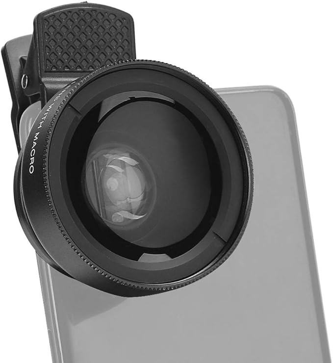 Cell Phone Lens Attachment, 2 in 1 Clip-on Mobile Phone 0.45X Wide Angle + 12.5X Macro Lens HD for Smartphone Close-up Shooting Accessories