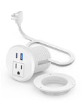 2 inch Desk Power Grommet with PD 20W USB C,Ultra-Flat Plug Power Strip,Recessed Outlet,Desktop Power Grommet for Office PC Desk Cable Cord Cover,Table Outlets for Home, Office,6 ft Cable(White)