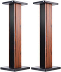 bimiti Wood Grain Speaker Stands 36 Inch Universal Floor Speaker Stand Pair Heavy Duty Hollowed Stands for Home Theater Speakers with Sand Filling Tuning Function - Pair