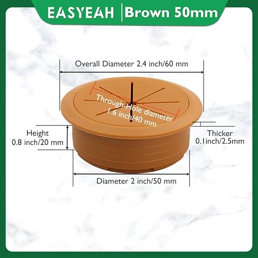 EASYEAH 2 Pcs Desk Grommet 2" / 50 mm, Desk Hole Cover for Cables