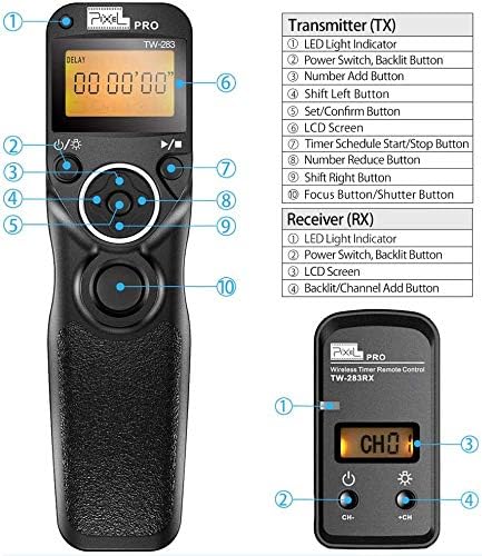 Pixel TW283-UC1 Wireless Remote Trigger Wireless Trigger Wire Trigger Timer Intervalometer Compatible with Olympus E-M1 E-M5-II E-M10-II Pen-F EPL8 EPL7 EPL6 EPL5 EPL3 EPL2 EP5 E600 E620 590UZ 810UZ