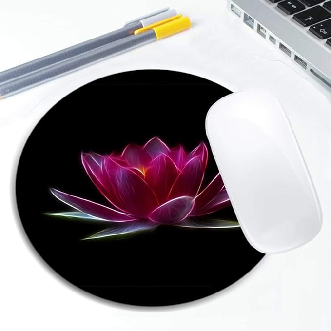Lotus Flower Water Plant Mouse Pad Round Non-Slip Rubber Mousepad Laptop Office Computer Decor Cute Desk Accessories Customized Design Mouse Pad