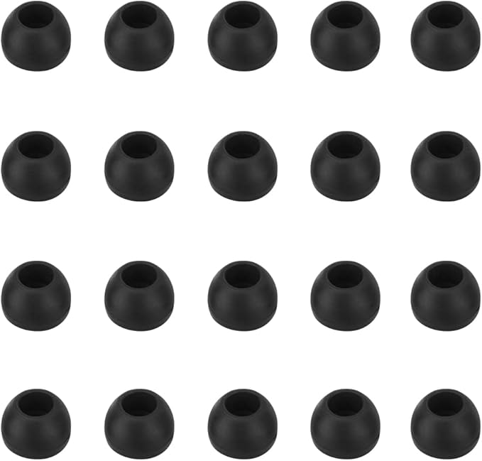 Silicone Medium Replacement Ear Tips - Eartips for In-Ear Headphones - Rubber Tips Earbud Covers - 10 Pairs (Black)