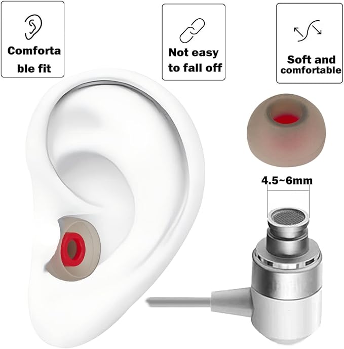 Earbud Tips Replacement Earbud Tips Earbud Replacement Tips Headphone Earbud Tips Earbuds Replacement Tips Eartips Compatible with Powerbeats 2 Powerbeats 3 Lg Samsung Earbuds Red SML 9 Pairs