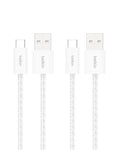 Belkin USB A to USB C Cable 2-Pack, 3.3ft, 15W - Type C Charger, iPhone Charger Cord, Soft, Braided, Flexible for iPhone 16 & 15, Galaxy S25, Pixel 9, iPad Pro, Airpods Pro, Switch & More - White