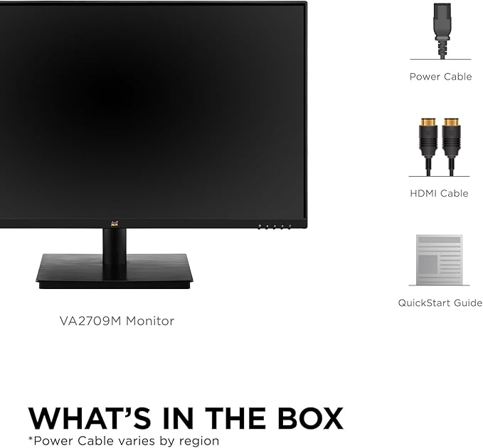 ViewSonic VA2709M 27 Inch IPS Full HD 1080p Monitor with 100Hz, Thin Bezels, Eye Care, HDMI, VGA Inputs for Home and Office