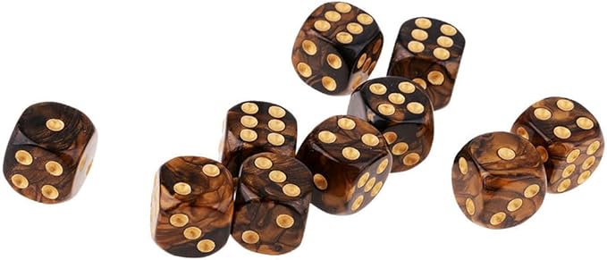 20PCS Polyhedral D6 Dice 16mm Acrylic 6 Sided Dice Game Dice for RPG MTG DND Dice Table Games (Green Black and Black Gold)