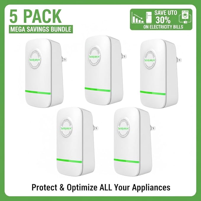 Elon-musk's Electricity Saving Box Stop Watt Stopwatt Energy Saving Device Save Energy Saving Device Energy Saving Power Strip for Home Office US Plug 90v-250v 30kw Rated Green (5PCS)