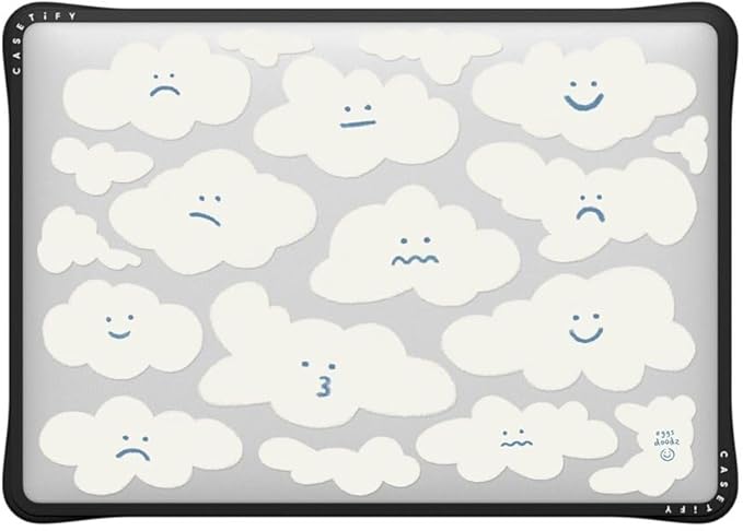CASETiFY Impact MacBook Air 13" (M1/Intel) Case [Cushioned Impact Corners/Scratch-Resistant/Anti-Slip Grip] - Cute Clouds - Clear Black