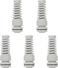 LeMotech 5Pcs NPT 1" IP68 Waterproof Cable Gland Flex Spiral Strain Relief Grey Nylon Joint with Gaskets for 18-25mm Wire Thread