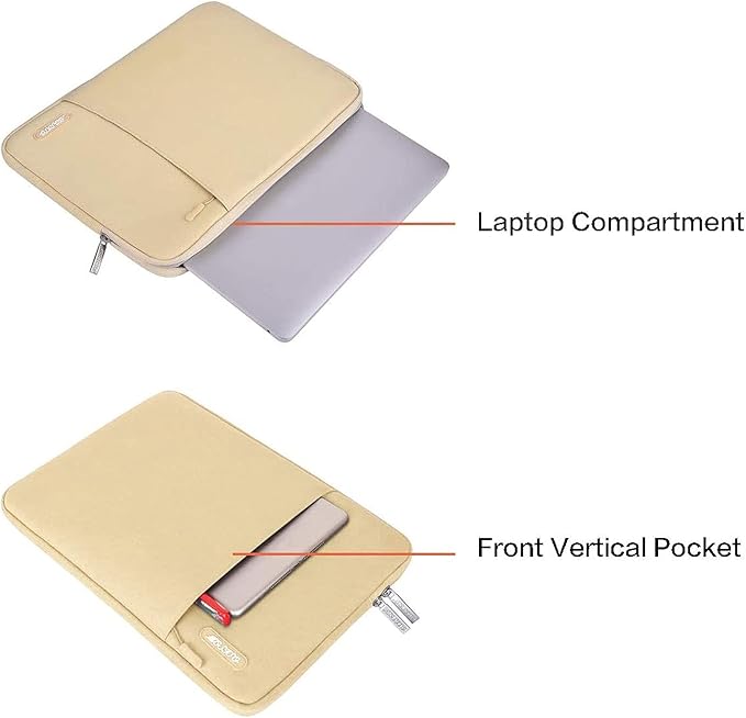 MOSISO Laptop Case 13 inch, 13 inch Laptop Sleeve Compatible with MacBook Air M4 M3 M2 M1 2025-2018 / Pro M2 M1 2025-2016, Polyester Vertical Computer Sleeve Bag with Pocket, Camel