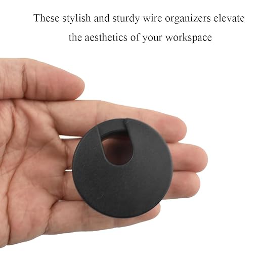 HAHIYO 2Pcs 1.38Inch/35mm Black ABS Plastic U-Shaped Desk Grommet Wire Grommet Cable Management Cord Hole Cover Desk Wire Hole Insert Wire Organizer for Computer Office Home School Equipment Systems