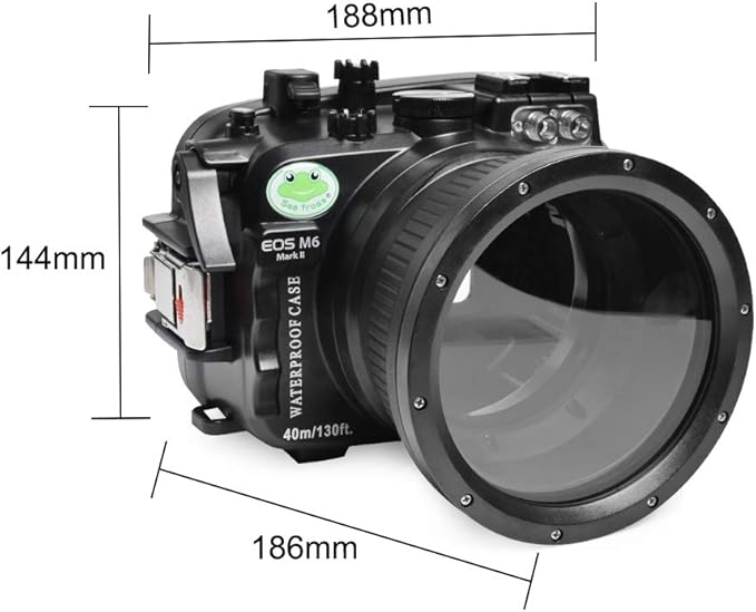 Sea frogs Underwater Camera Case Compatible with Canon EOS M6 Mark II 15-45MM 18-55MM IPX8 40m/130ft Maximum Diving Depth Waterproof Camera Housing for Diving, Surfing, Rowing, Skiing